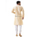 All Over Thread Work Pattern With Contrast Color Border Neck Design Men Punjabi (NS85)